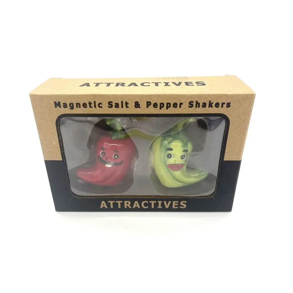 Hot Chili Chile Pepper Magnetic Salt & Pepper Shakers Pacific Giftware NIB